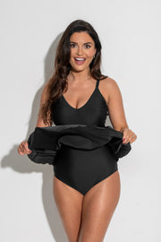 Fiji V-Neck Tummy Control Skirted Swimsuit -  - swim-dress - The Pencil Test