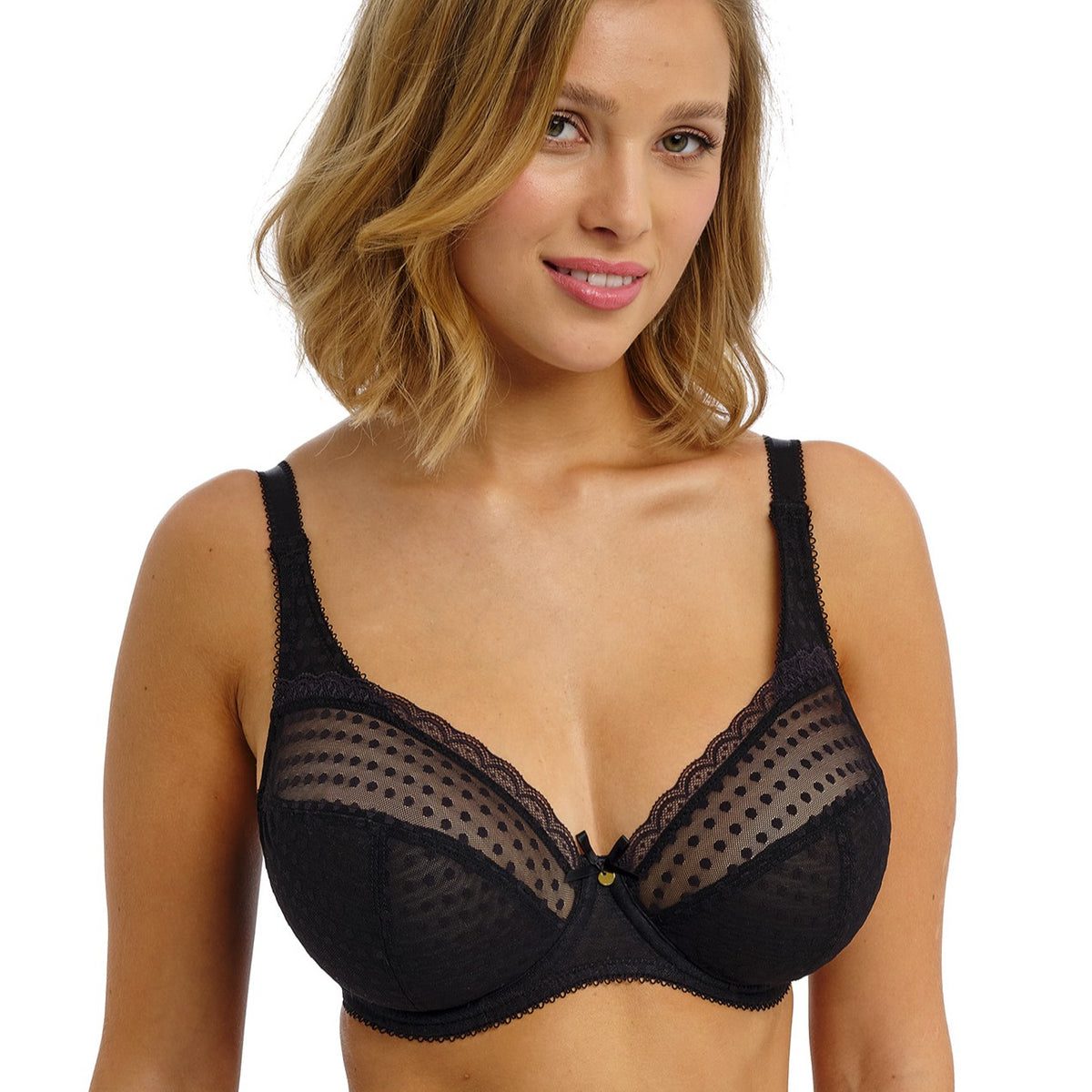 AMERI VELOUR BRA SET CUT TOPブラックFほぼ新品 Freya Spot Light Unlined Plunge Polka-Dot Bra AA403905 Black — The
