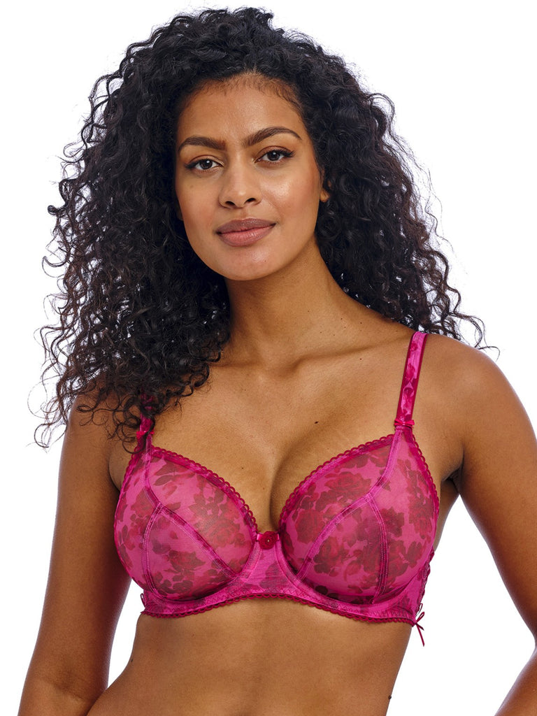 極美品 FOXEY 40 Rose Blossom フォクシー ブラウス Freya AA402402 Rose Blossom Underwire Plunge Bra in Red Rose — The