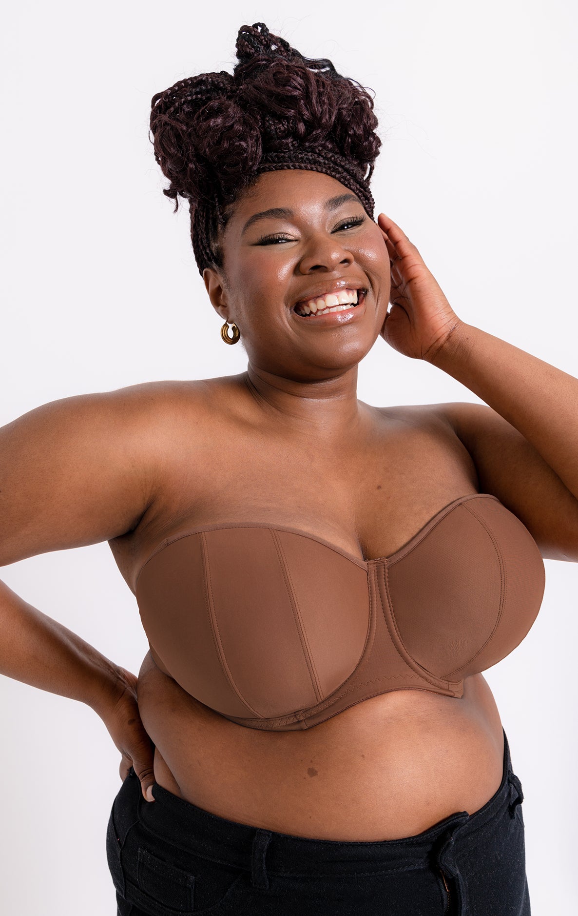 【新品未使用】prt Curved Line 2way Bustier Curvy Kate Luxe Strapless Molded Cup Underwire Bra CK2601 Caramel